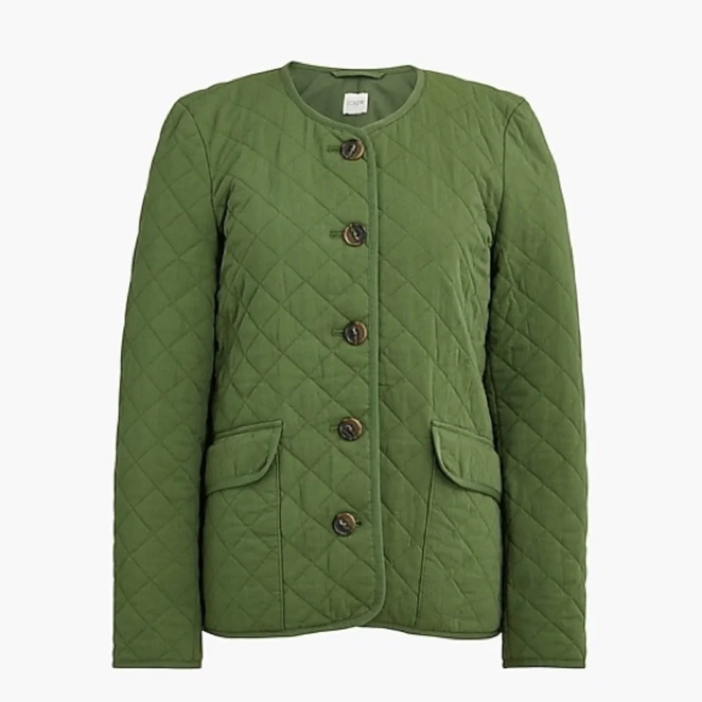 J.Crew Factory Quilted Jacket Utility Green Size 10 NWT Extra Button - Picture 1 of 1